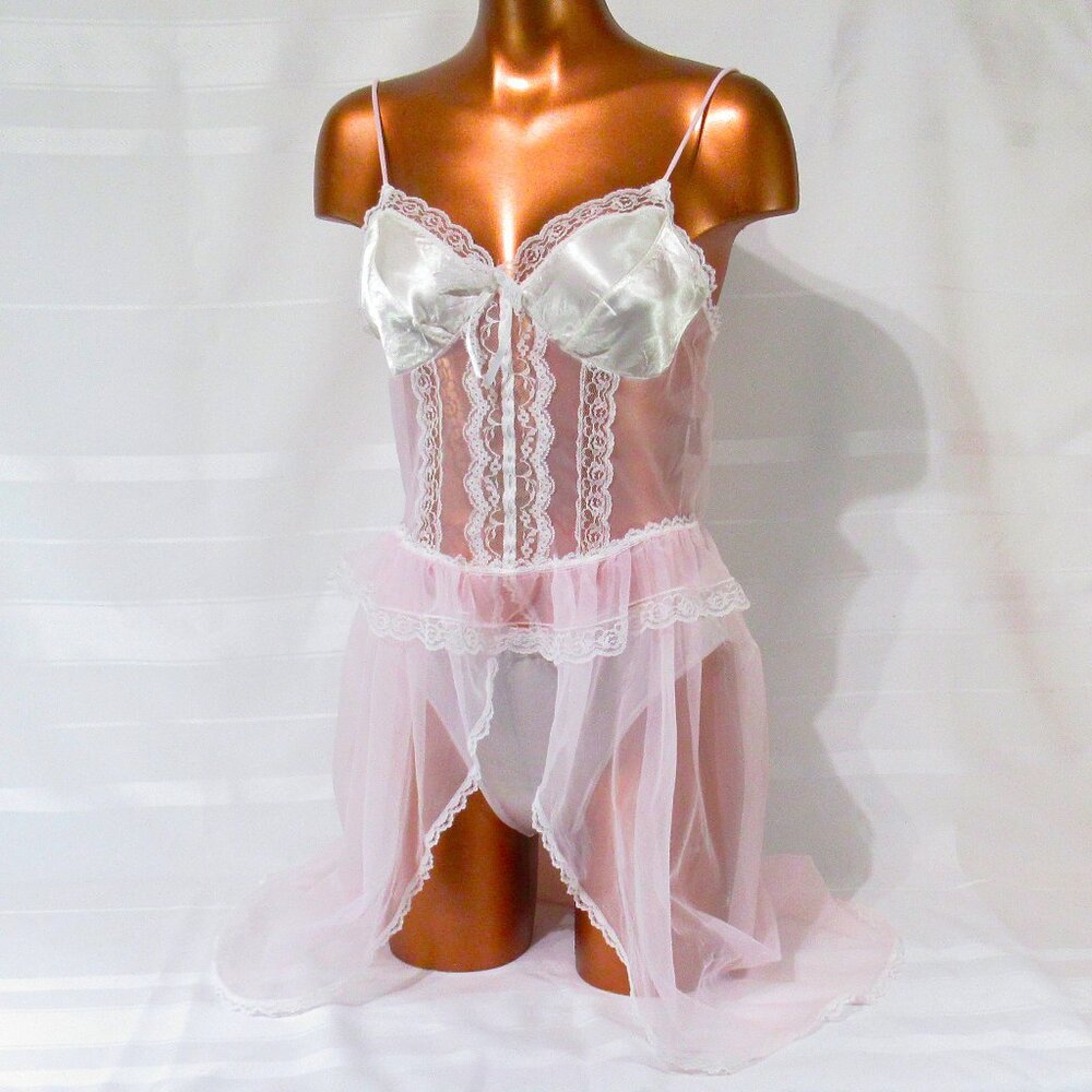 Vintage Nan Flower Satin/Nylon Nightgown - L